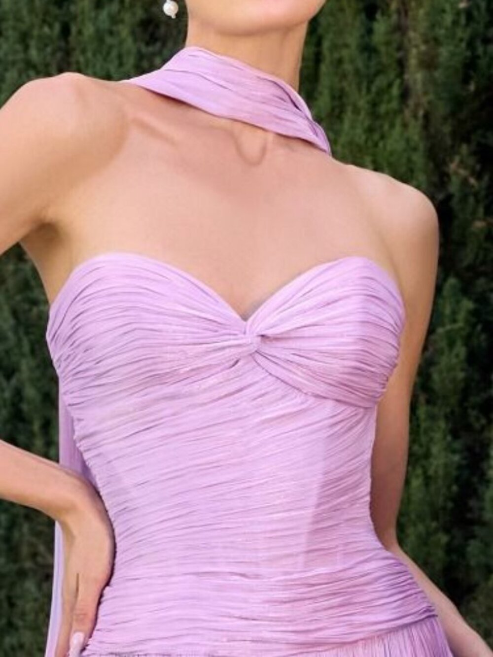 New Lavender Bridesmaid Luminescent Chiffon Gown w/ Sweetheart Neckline CD414 - Picture 6 of 8